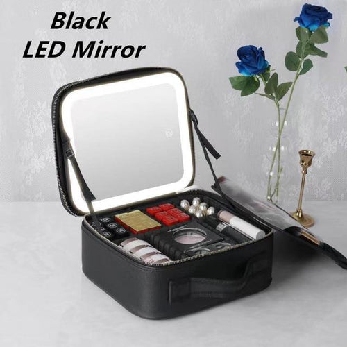 Load image into Gallery viewer, Makeup Organizer Bag With LED Mirror
