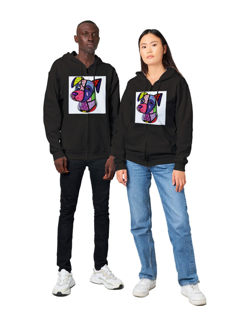 Load image into Gallery viewer, Doggy Organic Kids Crewneck T-shirt - Men&#39;s clothing - Classic Unisex Zip Hoodie
