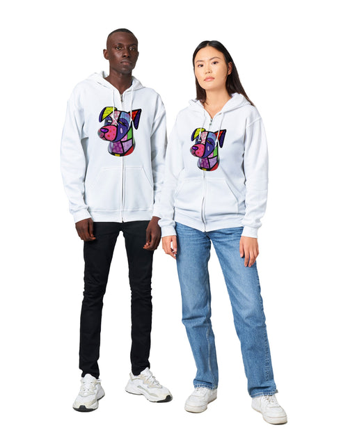 Load image into Gallery viewer, Doggy Organic Kids Crewneck T-shirt - Men&#39;s clothing - Classic Unisex Zip Hoodie
