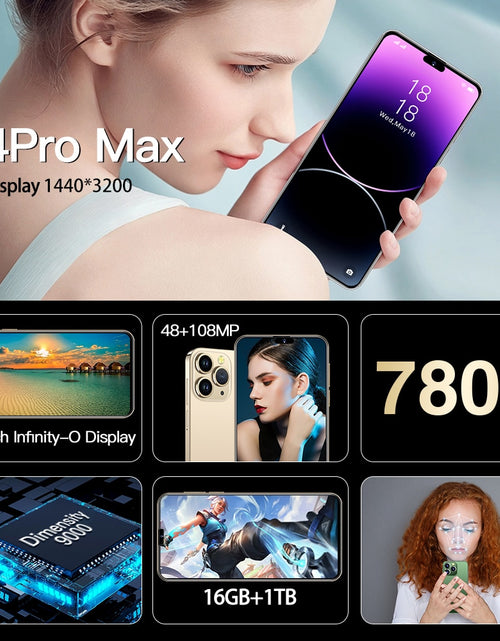 Load image into Gallery viewer, Brand New i14 Pro Max Android Mobile Smartphone 5G Original 2023 6.7 Inch Full Screen 16GB+1TB Phones Global Version Cell Phone
