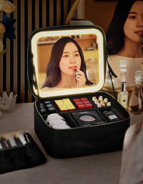 Load image into Gallery viewer, Makeup Organizer Bag With LED Mirror
