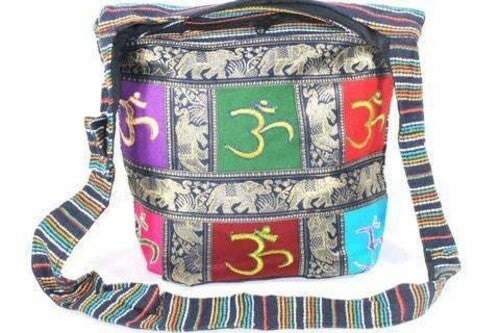 Om Patchwork & Jacquard with Elephants Sling Bag